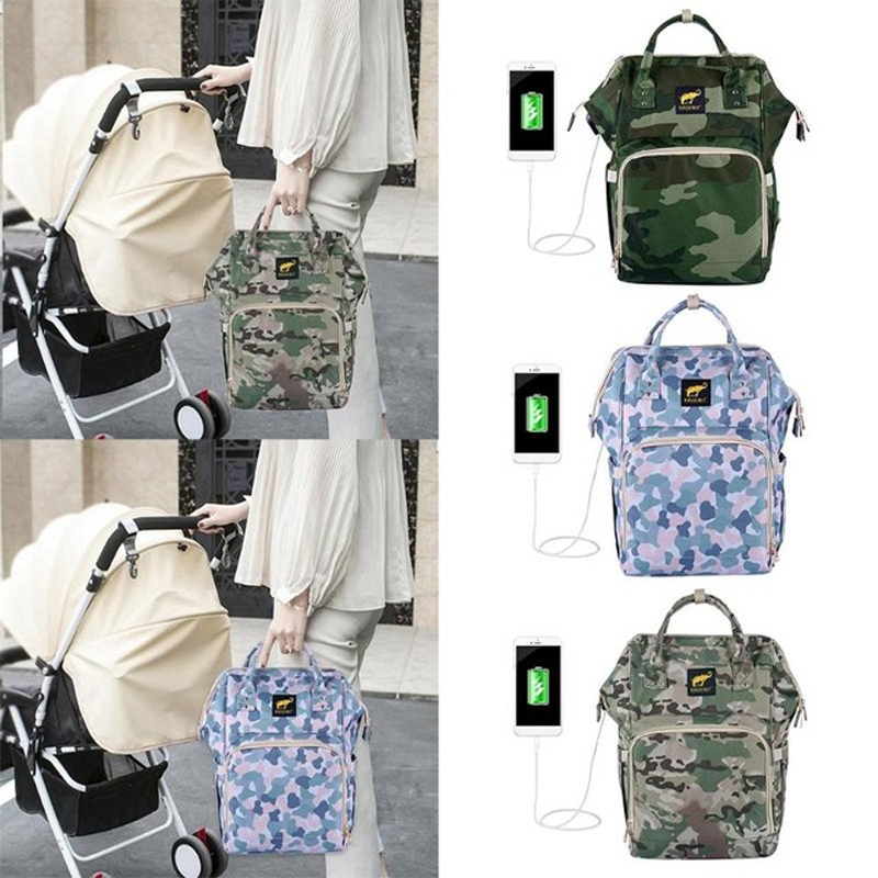 USB Lade Camo Green Windeltasche für Papa