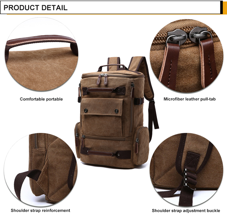 großer grüner Canvas-Rucksack für Laptop