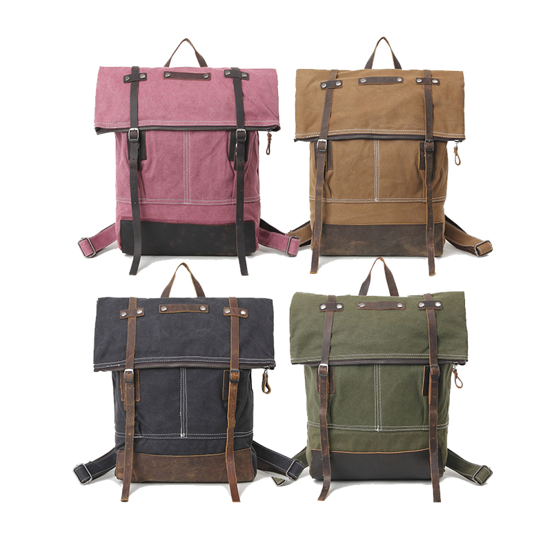 Custom Travel Canvas Damen Waschechtes Leder Rucksack