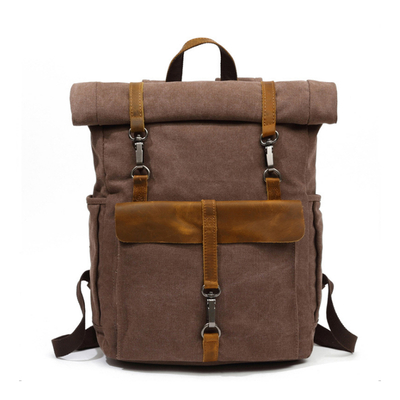 anpassbare strapazierfähige Canvas-Leder-Rucksacktasche für Teenager