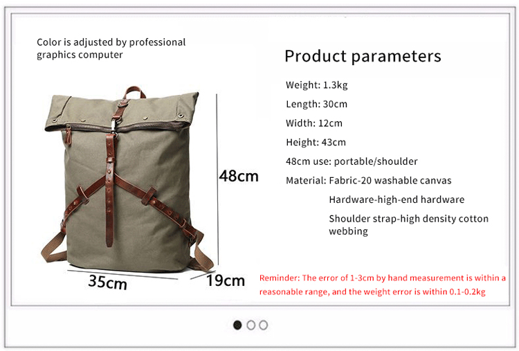 Canvas-Leder-Rucksack Vintage-Rucksack Laptop-Rucksack