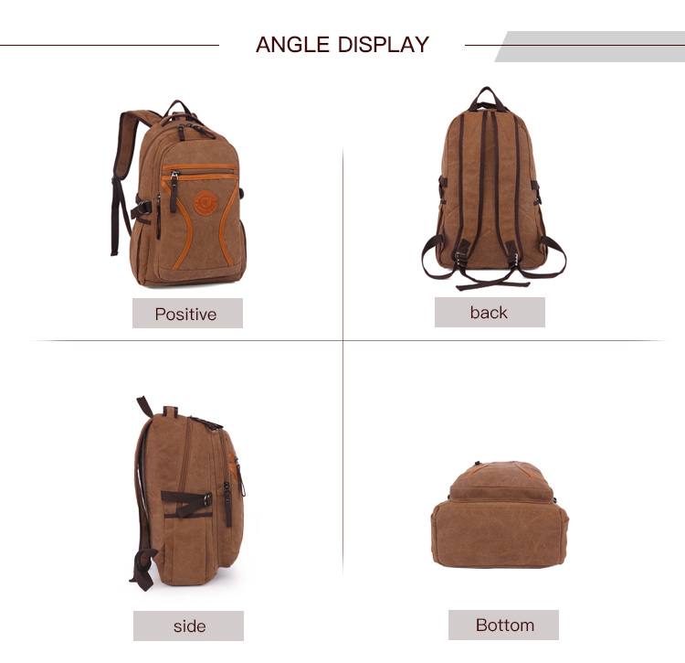 strapazierfähiger schwarzer Canvas-Rucksack für Laptop