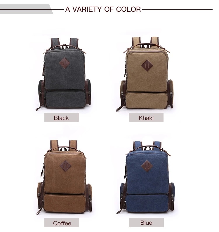 Mini Khaki Canvas Rucksack für Laptop