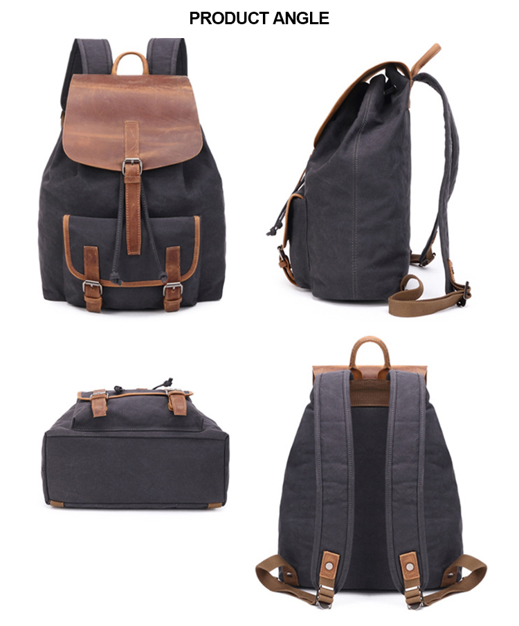 Lässiger Schulrucksack aus weißem Canvas mit Kordelzug für Damen im Retro-Stil