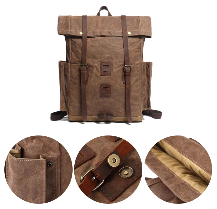 Wax Canvas Mochila Retro männliche Schulrucksacktasche