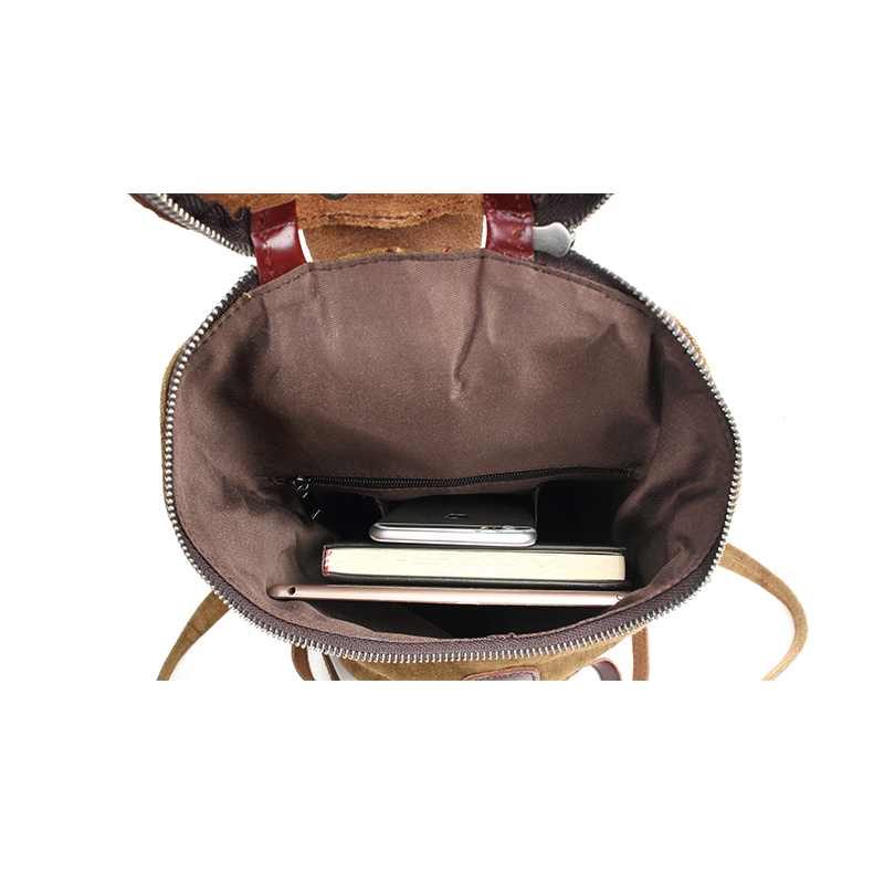 Benutzerdefinierte ausgefallene Buchtaschen Canvas Rucksack aus echtem Leder