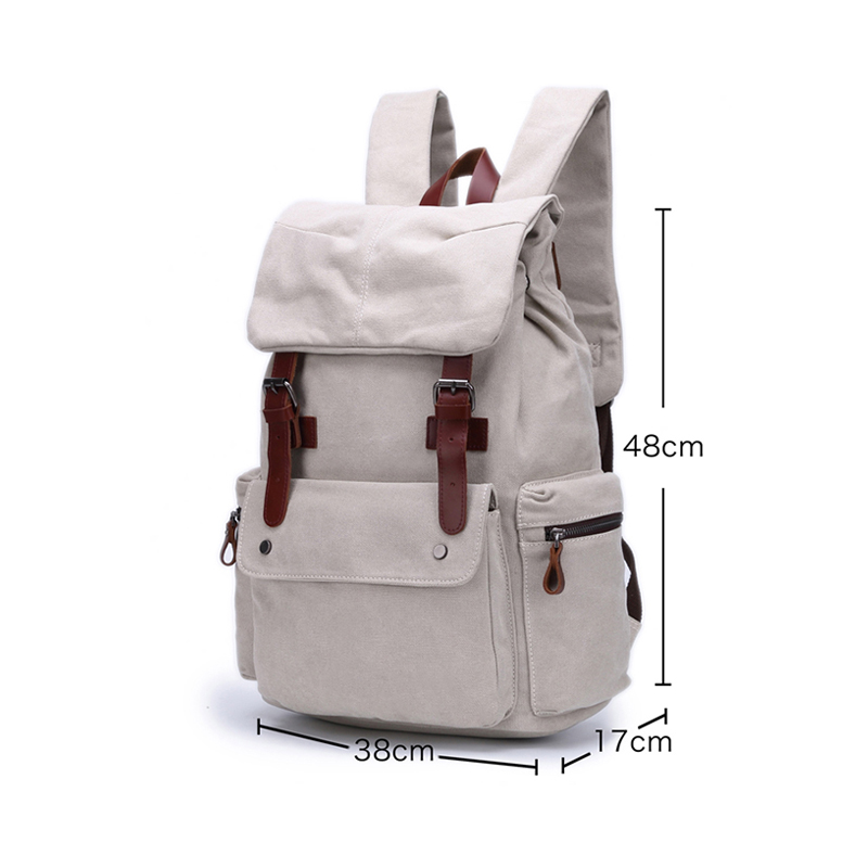 Canvas echtes Leder Bookbags Vintage Reise Laptop Rucksack