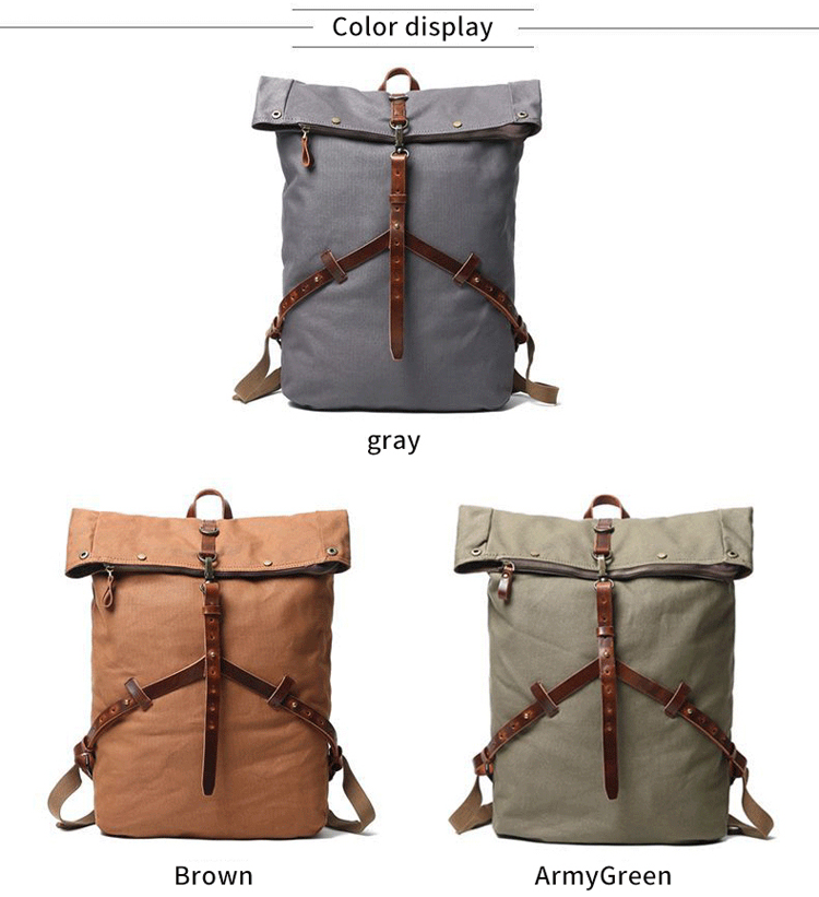 Canvas-Leder-Rucksack Vintage-Rucksack Laptop-Rucksack