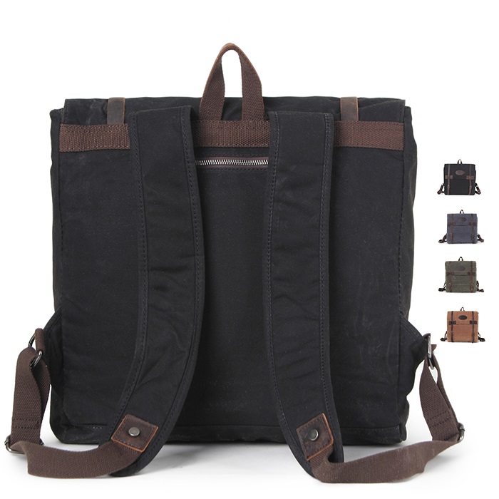 Wasserdichter Vintage-Schulrucksack aus gewachstem Canvas