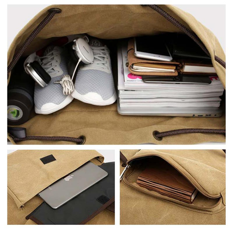 Große Vintage Canvas Outdoor-Wanderreise-Rucksacktasche