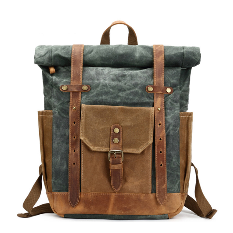 Reiserucksack aus gewachstem, wasserdichtem Canvas-Leder im Retro-Stil