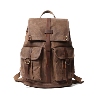 Schulrucksack aus gewachstem Canvas-Leder im Retro-Stil