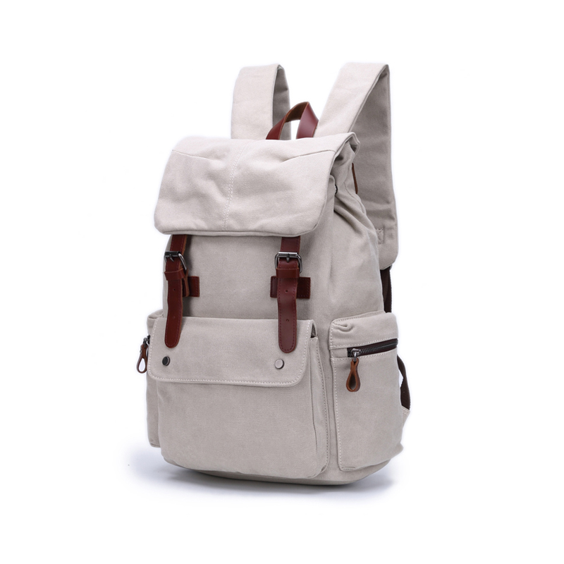 Canvas echtes Leder Bookbags Vintage Reise Laptop Rucksack