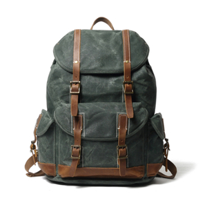 rucksack vintage gewachste canvas ledertasche für männer