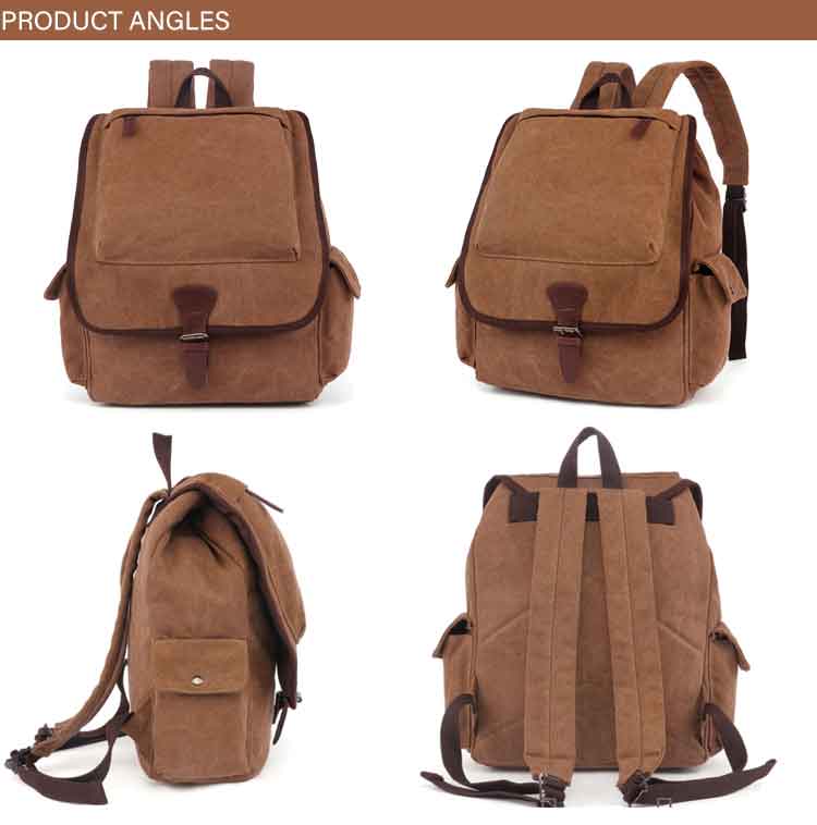 Mini Khaki Canvas Rucksack mit Reißverschluss