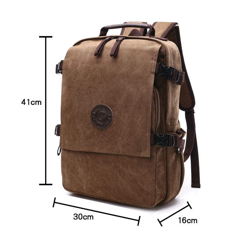 Herren Coffee Canvas Rucksack mit Reißverschluss