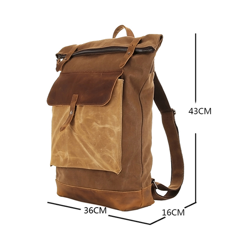 Großer Canvas-Taschen-Rucksack aus echtem Leder für die Jugend