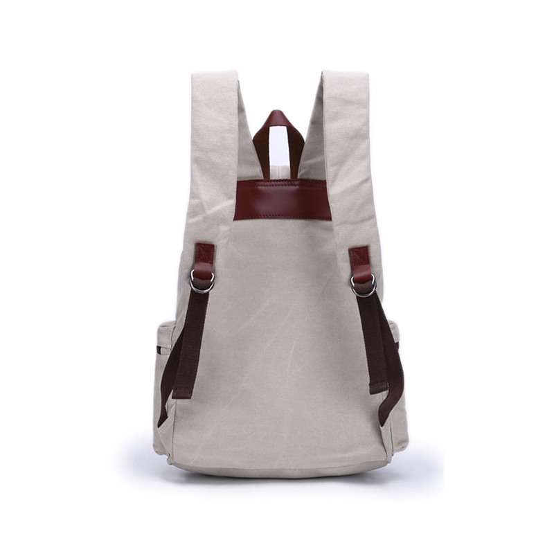 Canvas echtes Leder Bookbags Vintage Reise Laptop Rucksack