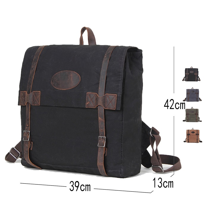 Wasserdichter Vintage-Schulrucksack aus gewachstem Canvas