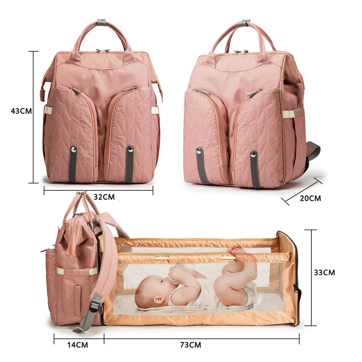 Personalisierter extra großer Wickeltaschen-Rucksack für Babys