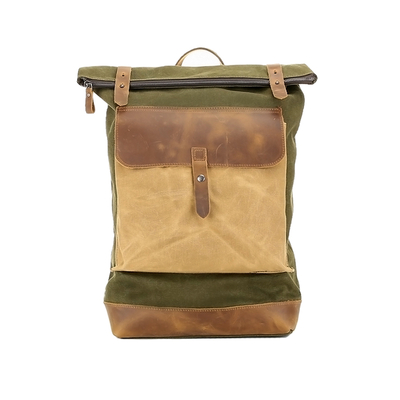 Großer Canvas-Taschen-Rucksack aus echtem Leder für die Jugend