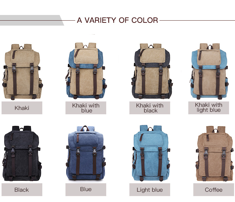 männlich Khaki Canvas Rucksack für Laptop