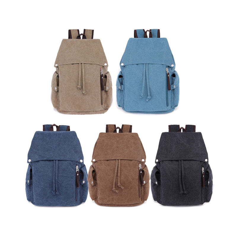 großer schwarzer Canvas-Rucksack mit Taschen