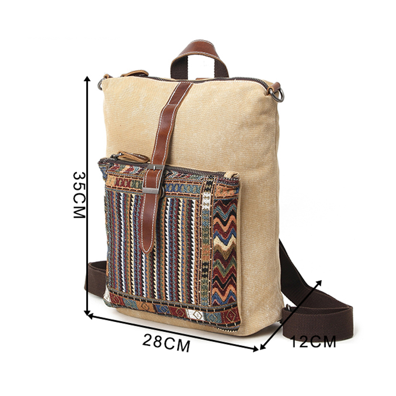 Canvas Echtes Leder Eleganter Outdoor-Reiseschulrucksack