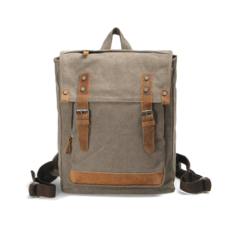 Canvas-Rucksack aus echtem Leder, Unisex-Rucksack für das College