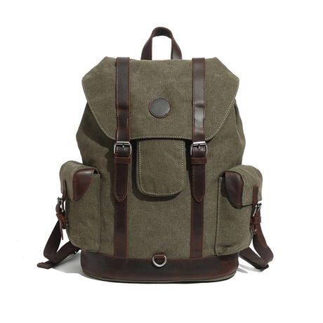 Herren Canvas Lederrucksack Reiserucksäcke Vintage Bookbag