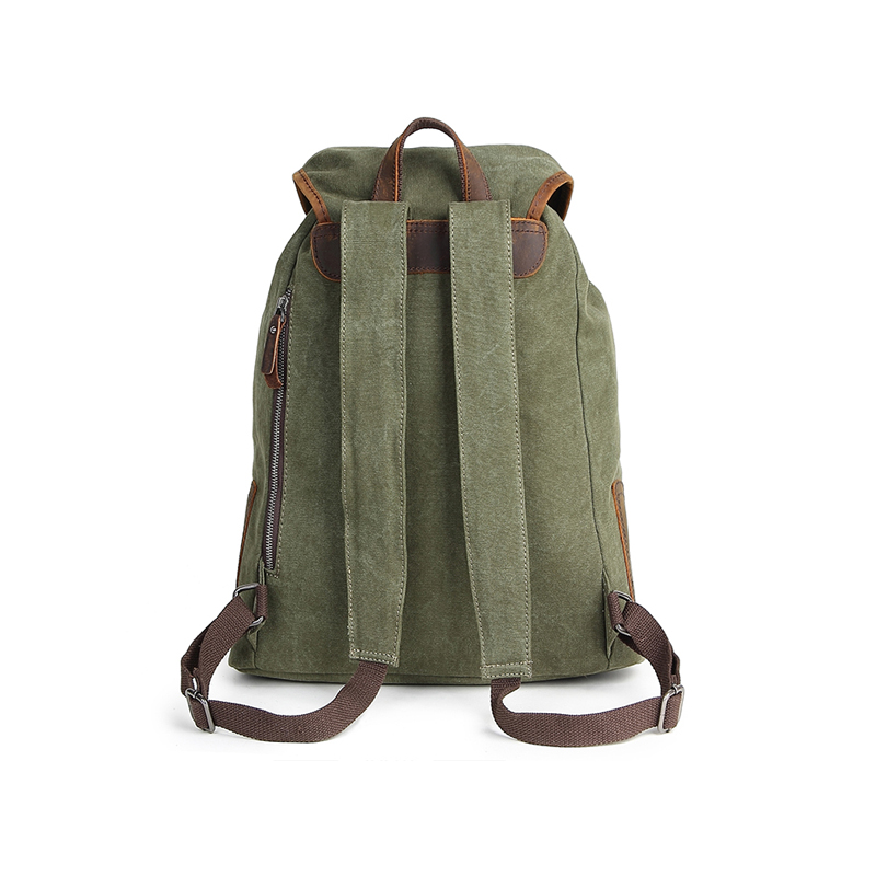 Teenager-Rucksack-Tasche weißer Canvas-Rucksack aus echtem Leder