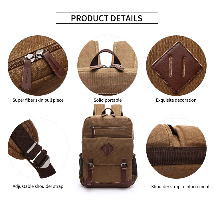 kleiner Coffee Canvas Rucksack für Laptop