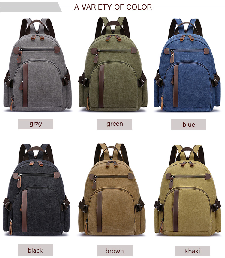 Hochwertiger grauer Canvas-Rucksack mit Taschen