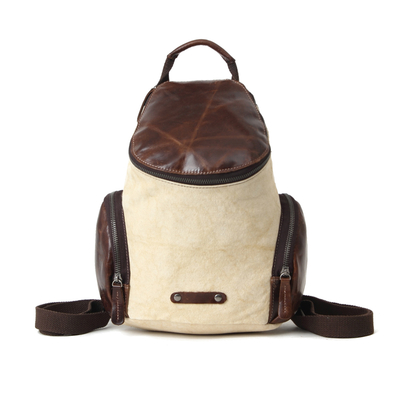 Unisex-Schulreiserucksack aus echtem Leder im Retro-Stil