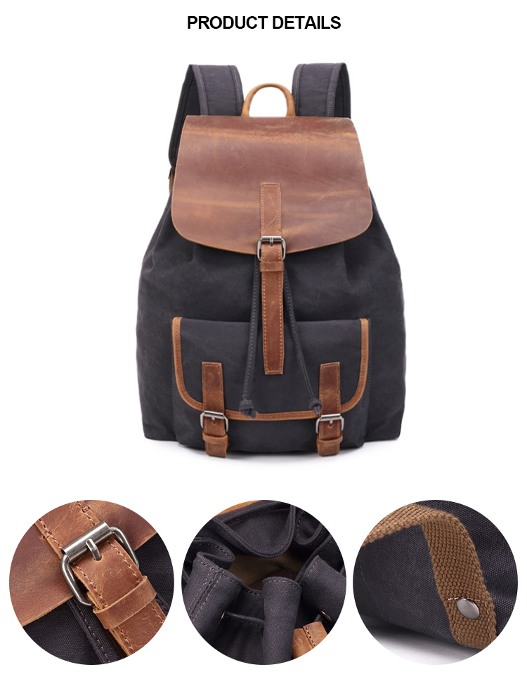 Lässiger Schulrucksack aus weißem Canvas mit Kordelzug für Damen im Retro-Stil