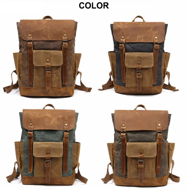 echtes leder baumwolle rucksack männer wachs canvas rucksack tasche