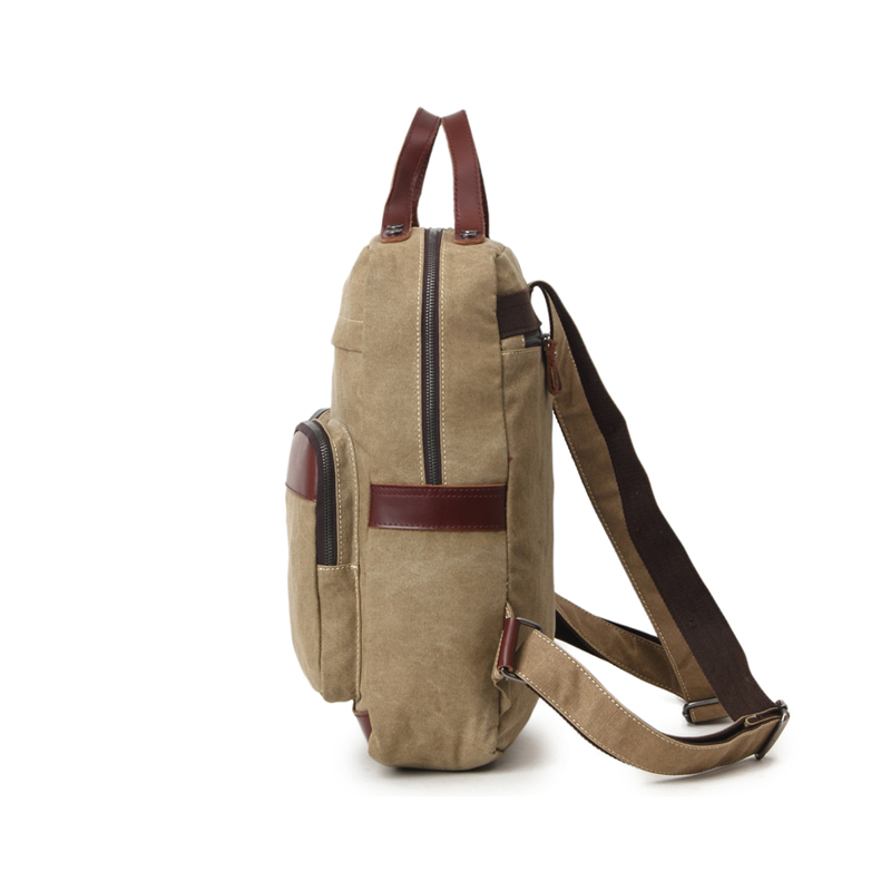 Multifunktions-Canvas-Laptop-Rucksack aus echtem Leder, Schultasche