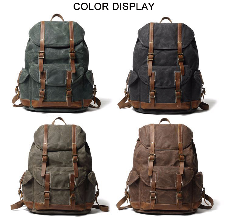 rucksack vintage gewachste canvas ledertasche für männer