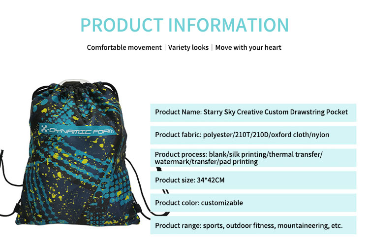 Factory Sublimation wasserdichtes Draw -Knorder Polyester Rucksack Custom Tasche