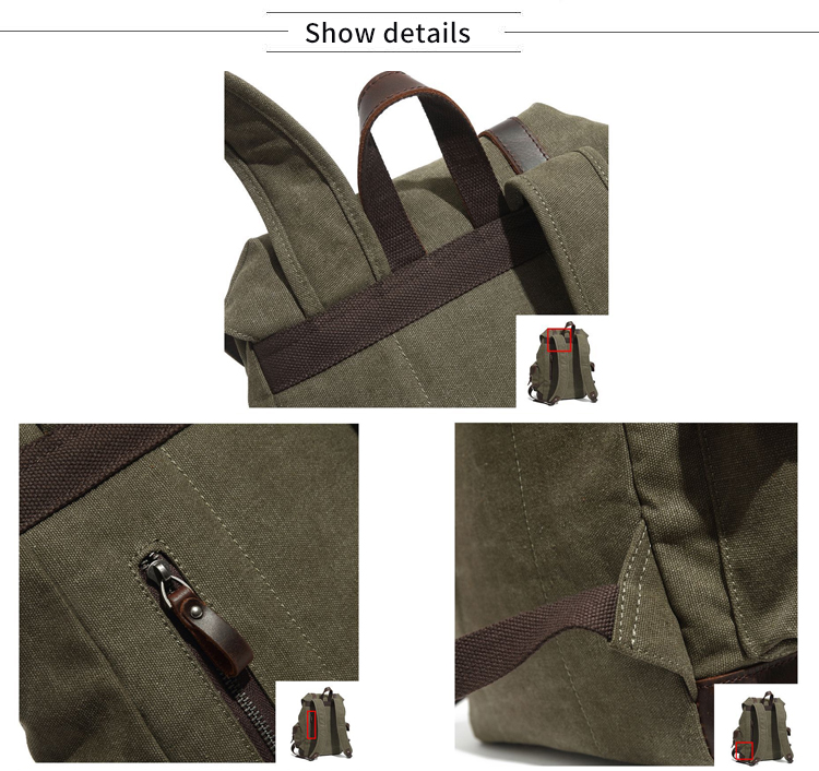 Herren Canvas Lederrucksack Reiserucksäcke Vintage Bookbag