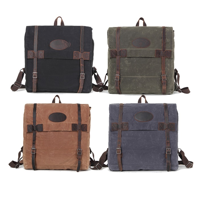 Wasserdichter Vintage-Schulrucksack aus gewachstem Canvas