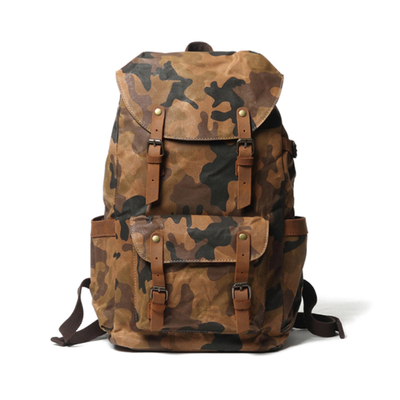 Wasserdichter Camouflage-Schulrucksack aus gewachstem Canvas