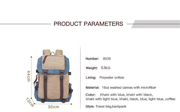 männlich Khaki Canvas Rucksack für Laptop