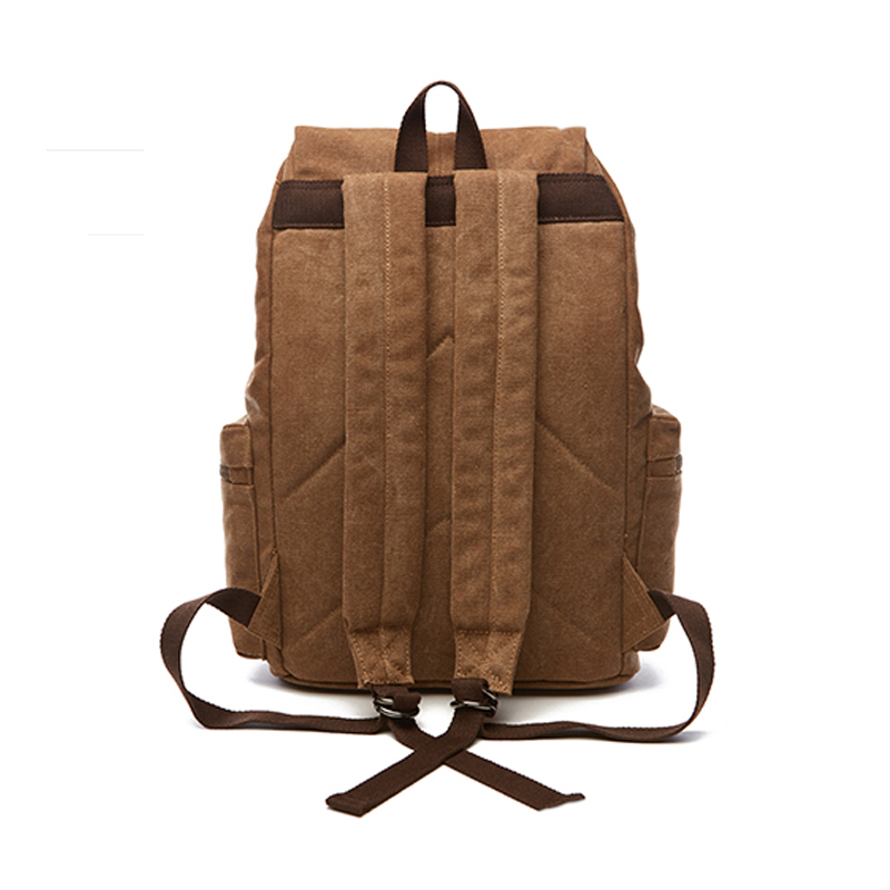 männlich Khaki Canvas Rucksack mit Reißverschluss