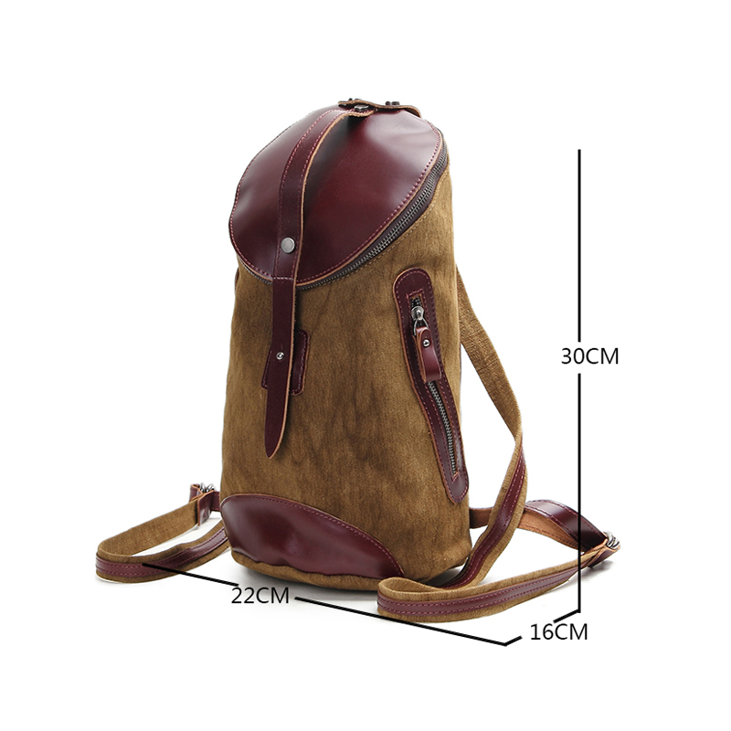 Benutzerdefinierte ausgefallene Buchtaschen Canvas Rucksack aus echtem Leder