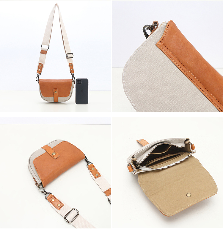 Canvas-Leder-Umhängetasche Shopping Messenger Umhängetasche