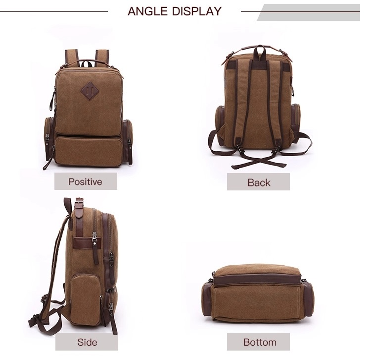 Mini Khaki Canvas Rucksack für Laptop