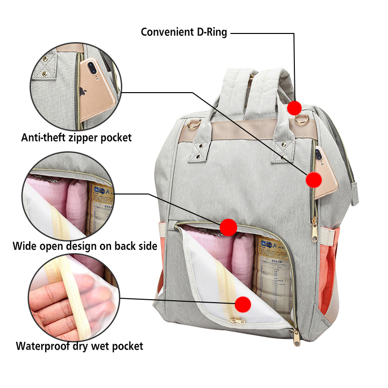 Unisex Großer Mumienrucksack Wickeltasche für Babys