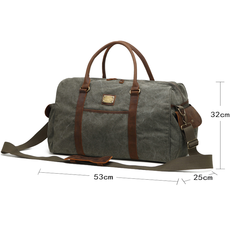 Retro-Lederhandtaschen Canvas Weekend Travel Seesack