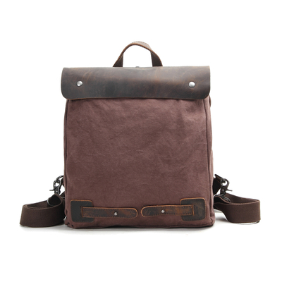 Herrenrucksack waschbarer Canvas Freizeitrucksack aus echtem Leder